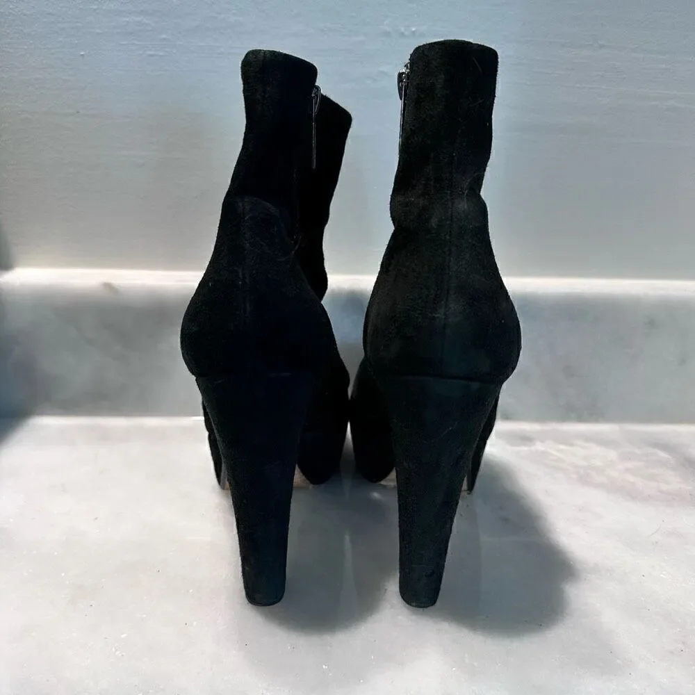 Michael Kors Womens VINTAGE Y2K Zip Block Heels Platform Ankle Boots Black Size
